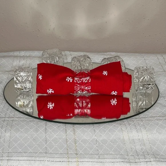 Crystal Napkin Rings Set Of 6 made in Hungary - Picture 2 of 6